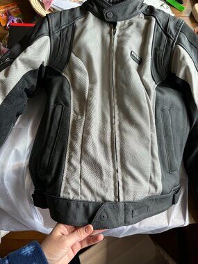 REV'IT! Ignition Women's Leather & Mesh Motorcycle Jacket Black/Silver Size 38